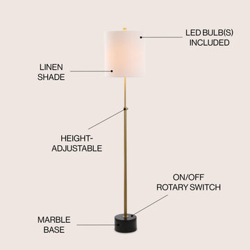 Crosby 66" Adjustable Height Metal LED Floor Lamp - JONATHAN Y